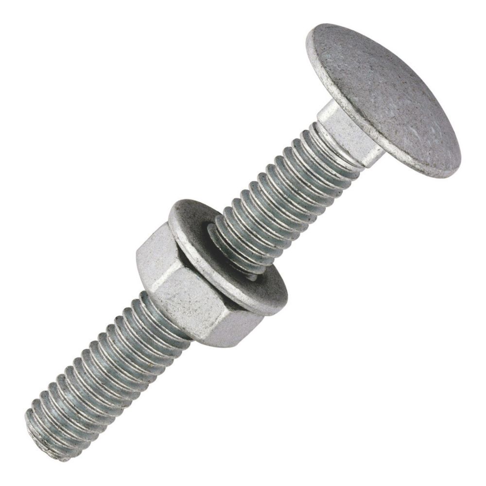 Image of Timco Exterior Coach Bolts Carbon Steel Organic Silver Coating M6 x 40mm 10 Pack 