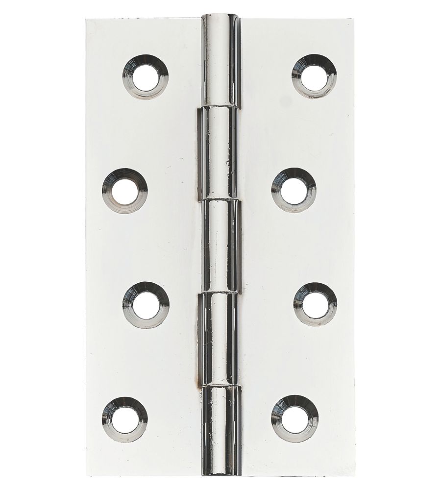 Image of Polished Chrome Solid Drawn Butt Hinges 100mm x 60mm 2 Pack 