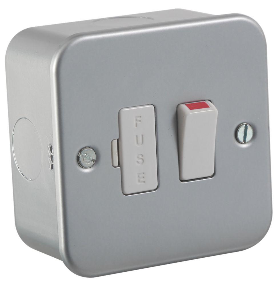 Image of Knightsbridge 13A Switched Metal Clad Fused Spur with White Inserts 