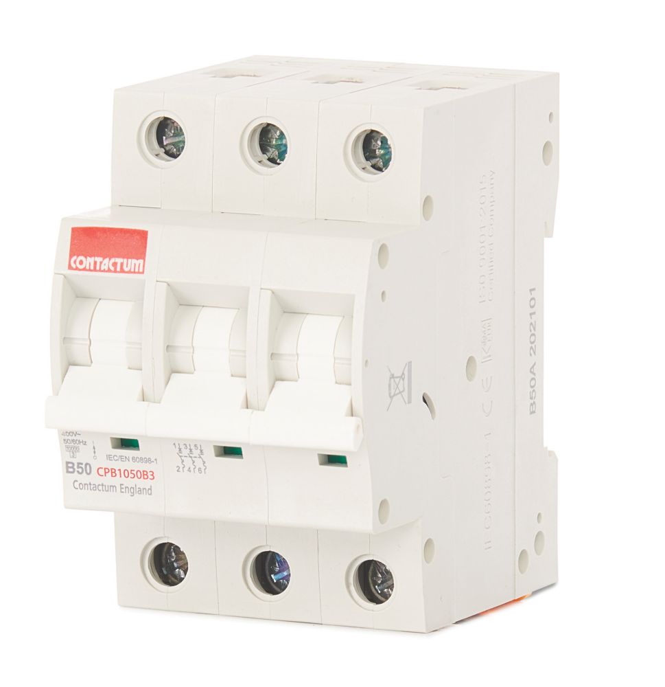 Image of Contactum Defender 50A TP Type B 3-Phase MCB 