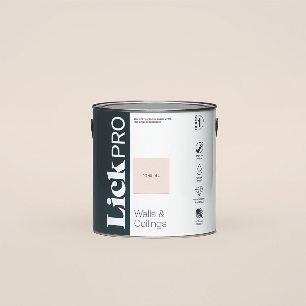 Image of LickPro Eggshell Pink 01 Emulsion Paint 2.5Ltr 