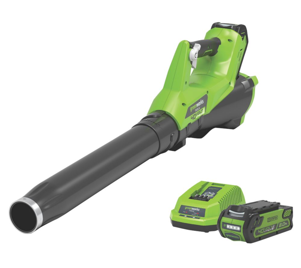 Image of Greenworks GWG40ABK2 40V 1 x 2.0Ah Li-Ion Cordless Axial Blower 