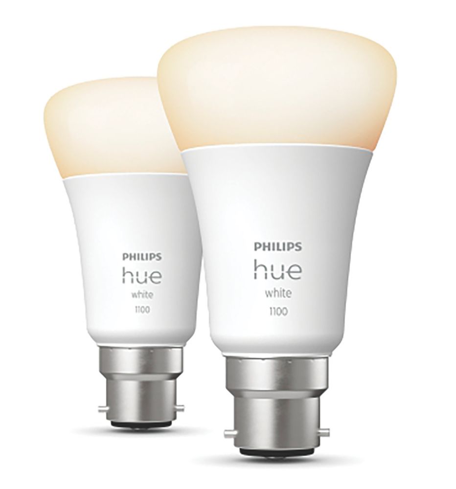 Image of Philips Hue White Bluetooth BC A19 LED Smart Light Bulb 9W 806lm 2 Pack 