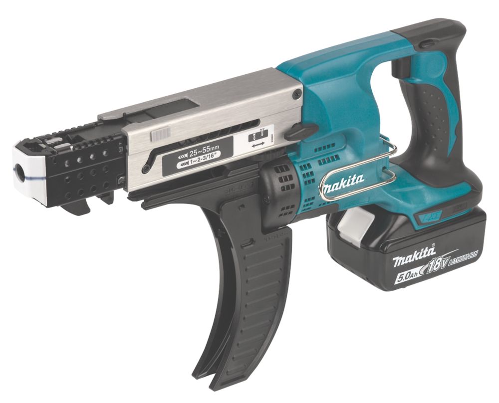 Image of Makita DFR550RTJ 18V 2 x 5.0Ah Li-Ion LXT Cordless Auto-Feed Screwdriver 