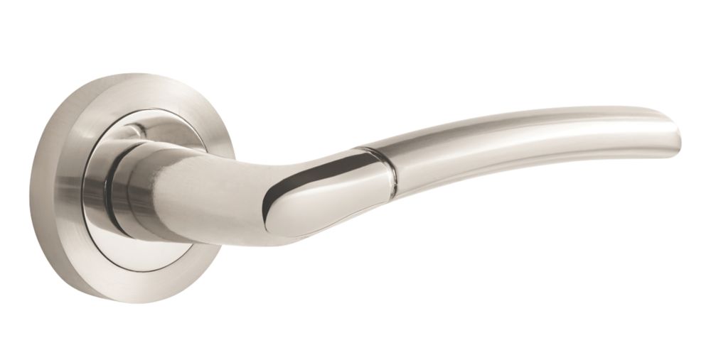 Image of Smith & Locke Scilly Fire Rated Lever on Rose Door Handles Pair Chrome / Brushed Nickel 