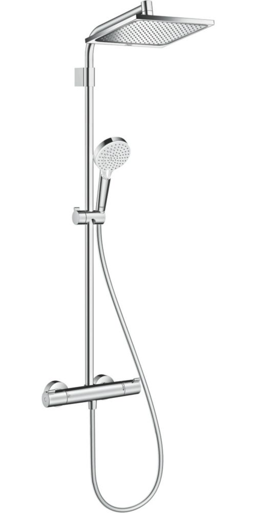 Image of Hansgrohe Crometta E HP Rear-Fed Exposed Chrome Thermostatic Mixer Shower 
