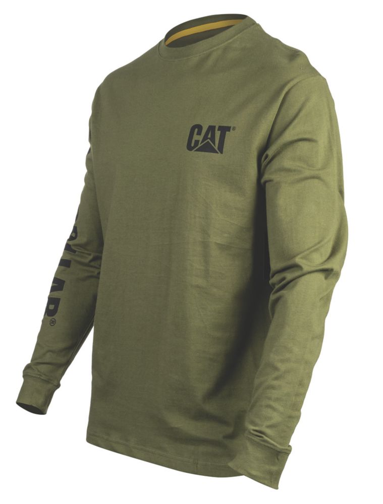 Image of CAT Trademark Banner Long Sleeve T-Shirt Chive XXX Large 54-56" Chest 