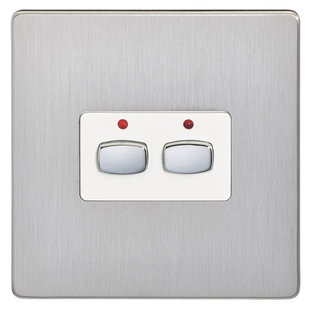 Image of Energenie 2-Gang 2-Way 1A Smart On/Off Light Switch Brushed Steel 