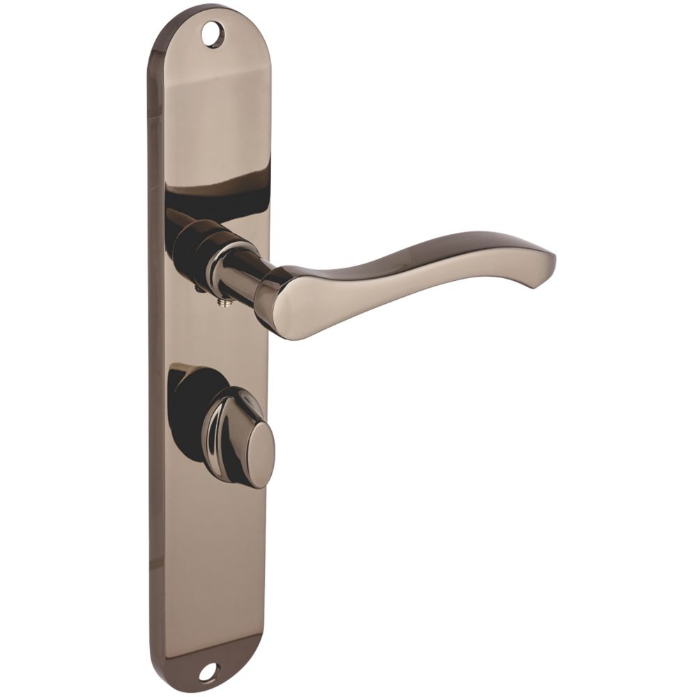 Image of Smith & Locke Bigbury Fire Rated Long WC Door Handles Pair Black Nickel 