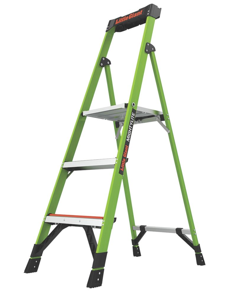 Image of Little Giant MightyLite Fibreglass & Aluminium 3-Treads Platform Stepladder 0.84m 