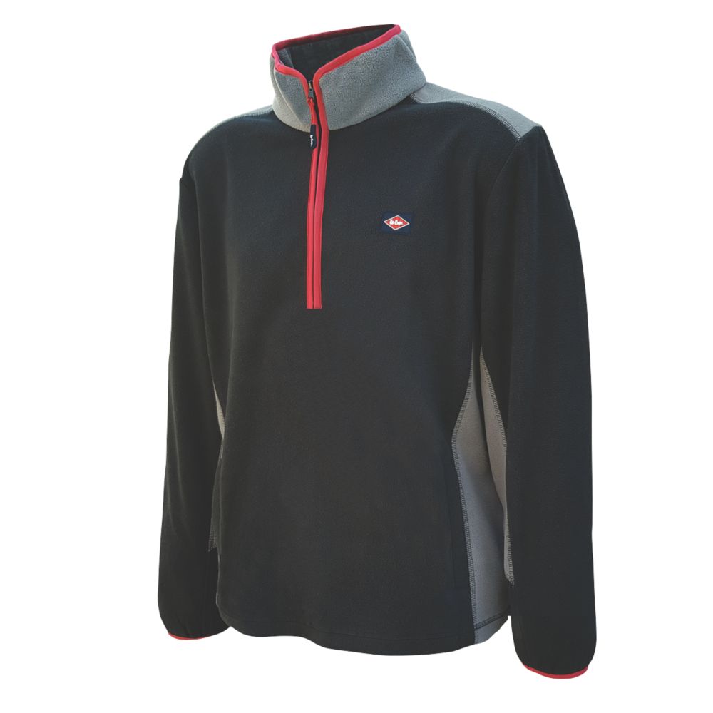 Image of Lee Cooper LCTOP303 Half Zip Fleece Black / Grey Medium 40" Chest 