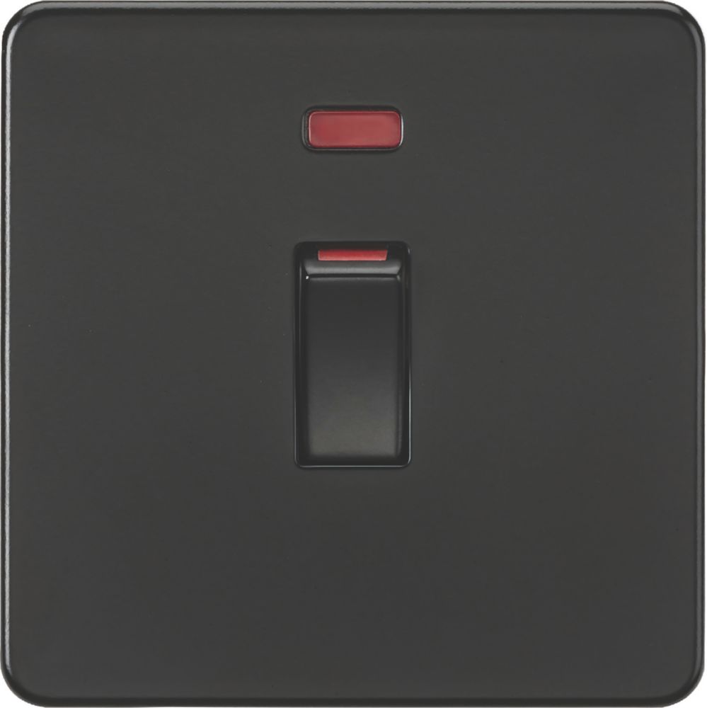 Image of Knightsbridge 45A 1-Gang DP Control Switch Matt Black with LED 