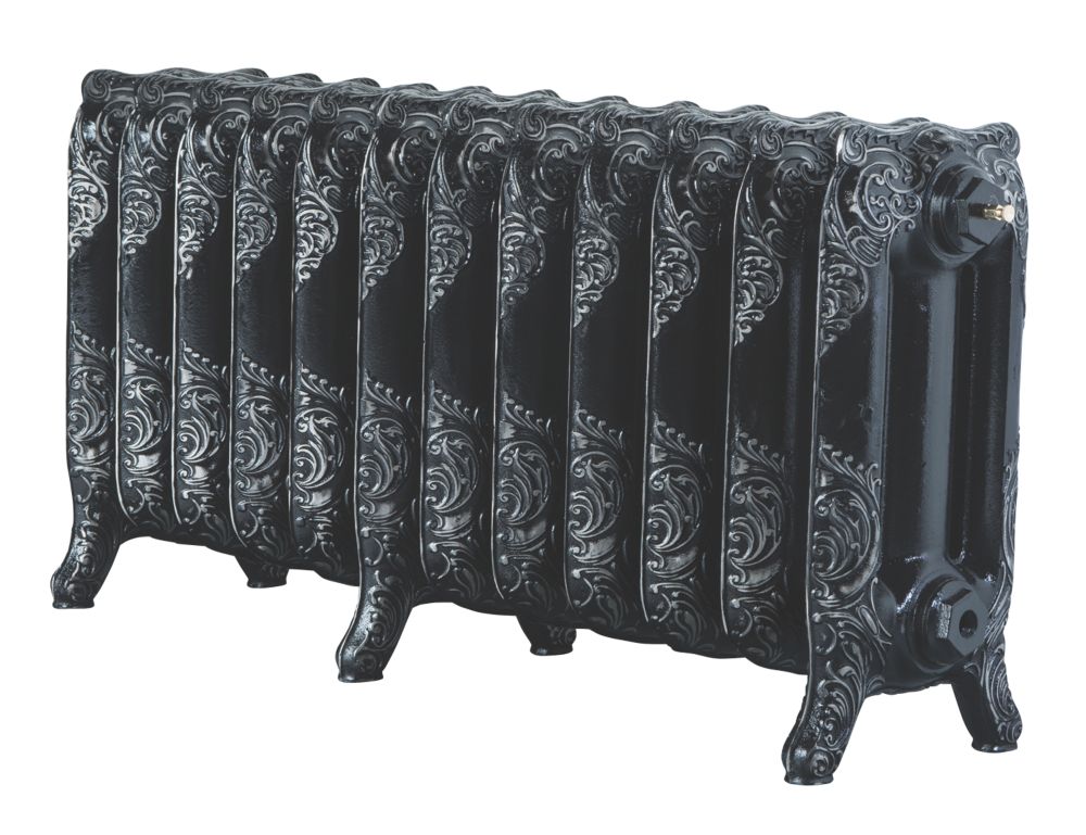 Image of Arroll Montmartre 3-Column Cast Iron Radiator 470mm x 994mm Black / Silver 3685BTU 