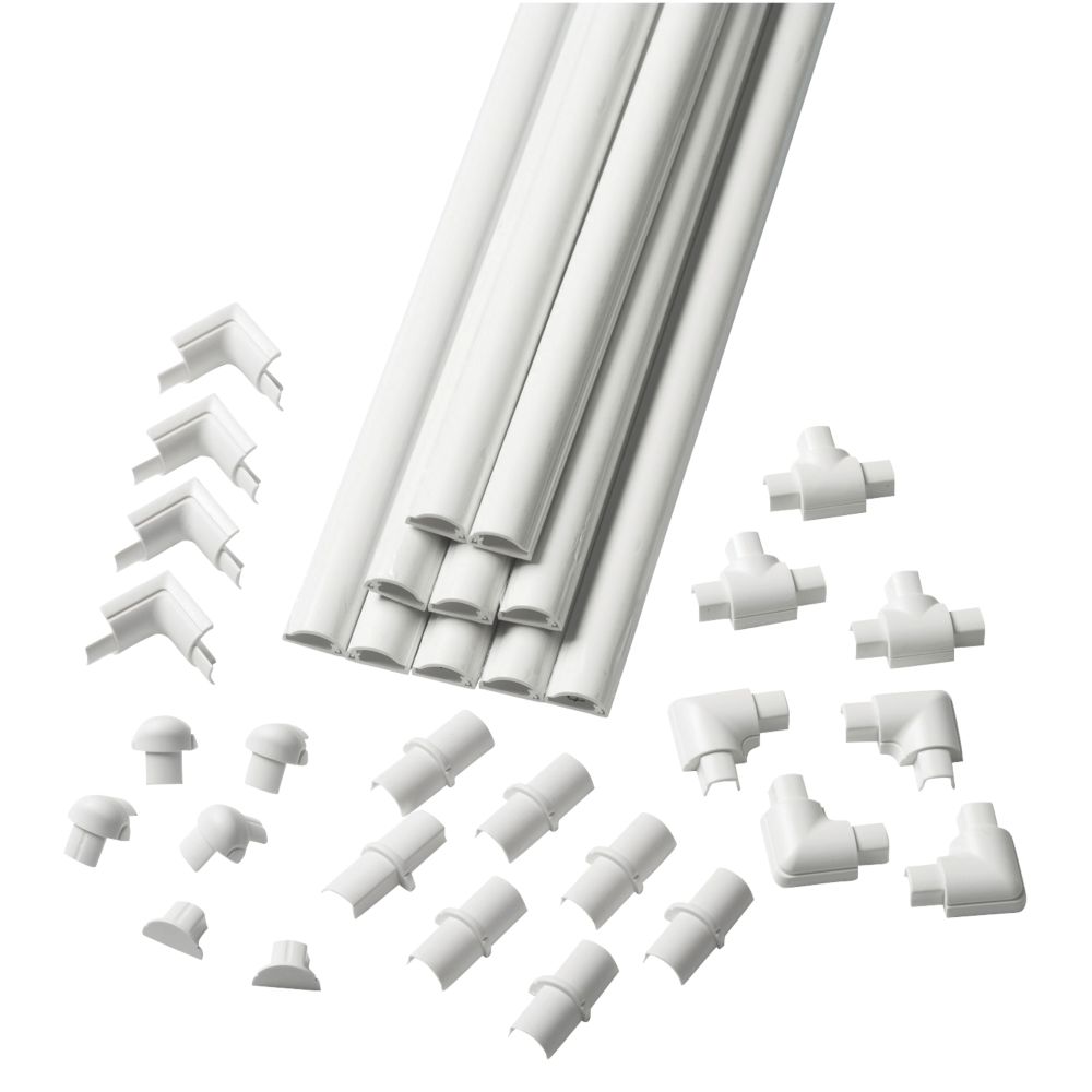 Image of D-Line Plastic White Micro Decorative Trunking 34 Pcs 