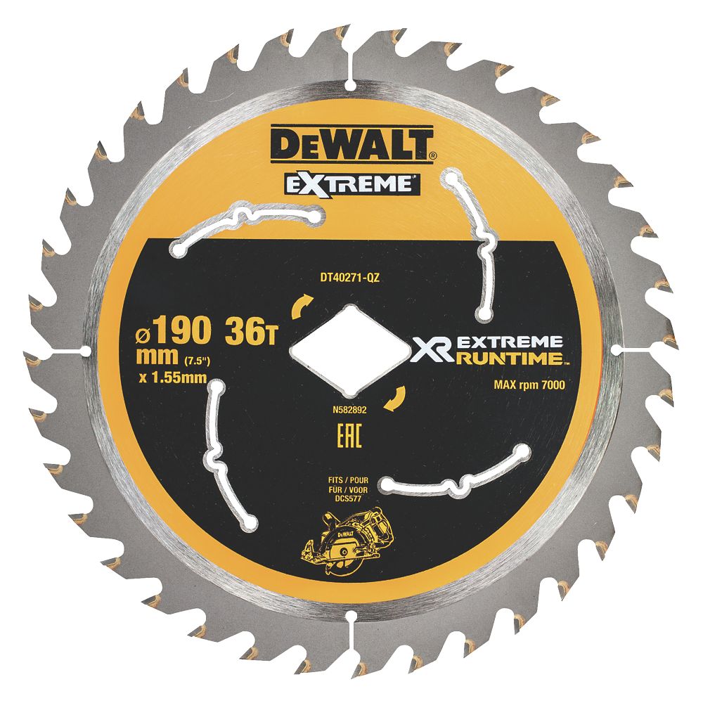 Image of DeWalt Wood Circular Saw Blade 190mm x 30mm 36T 