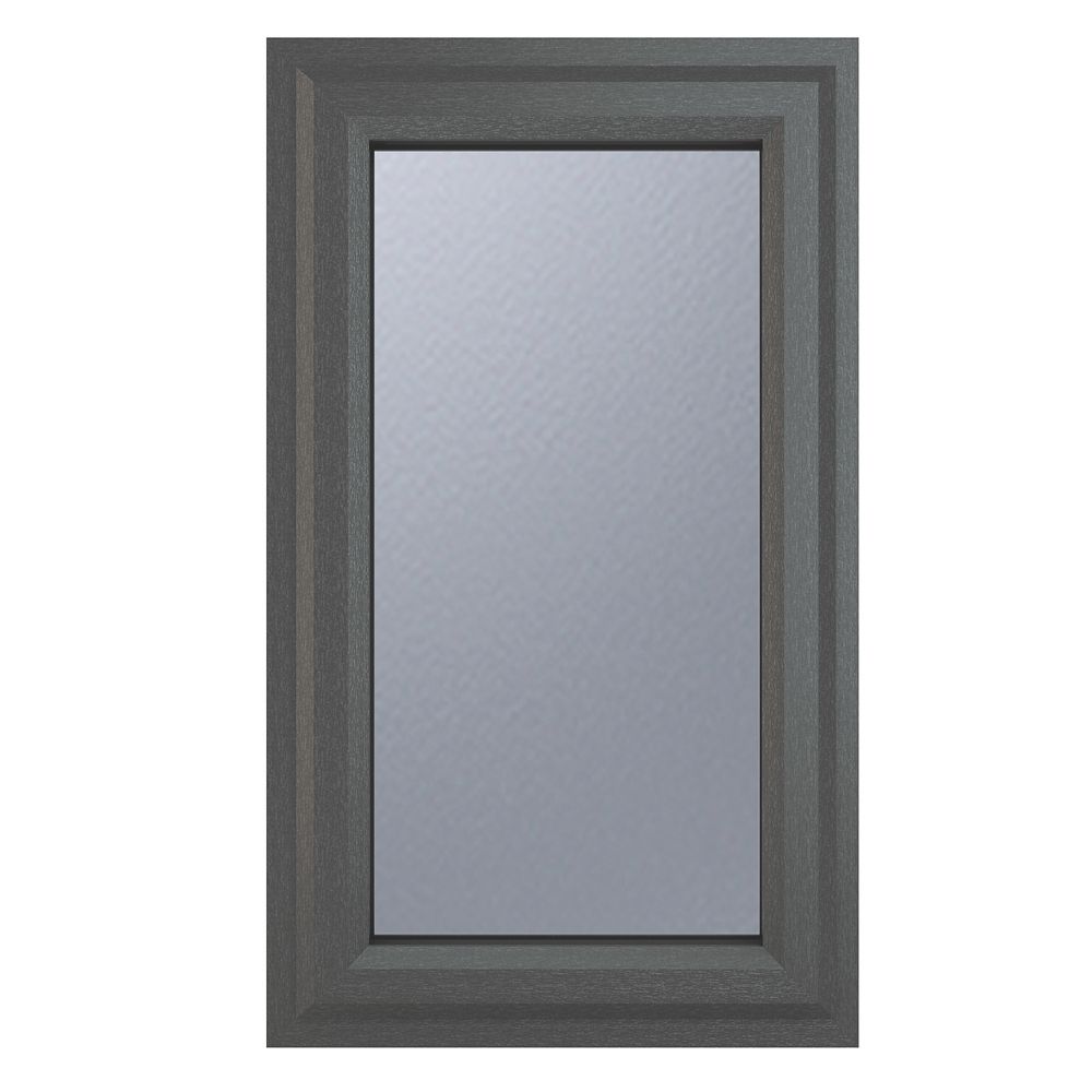Image of Crystal Left-Hand Opening Obscure Triple-Glazed Casement Anthracite on White uPVC Window 610mm x 965mm 