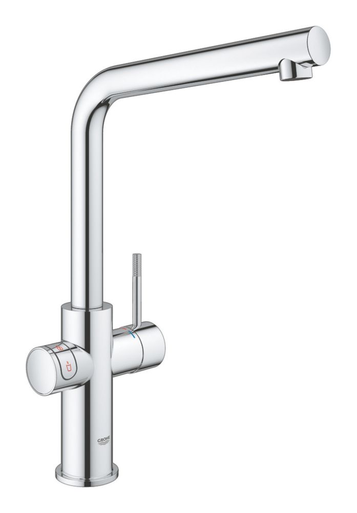 Image of Grohe Red Duo L Spout Instant Hot Water Kitchen Tap Chrome 