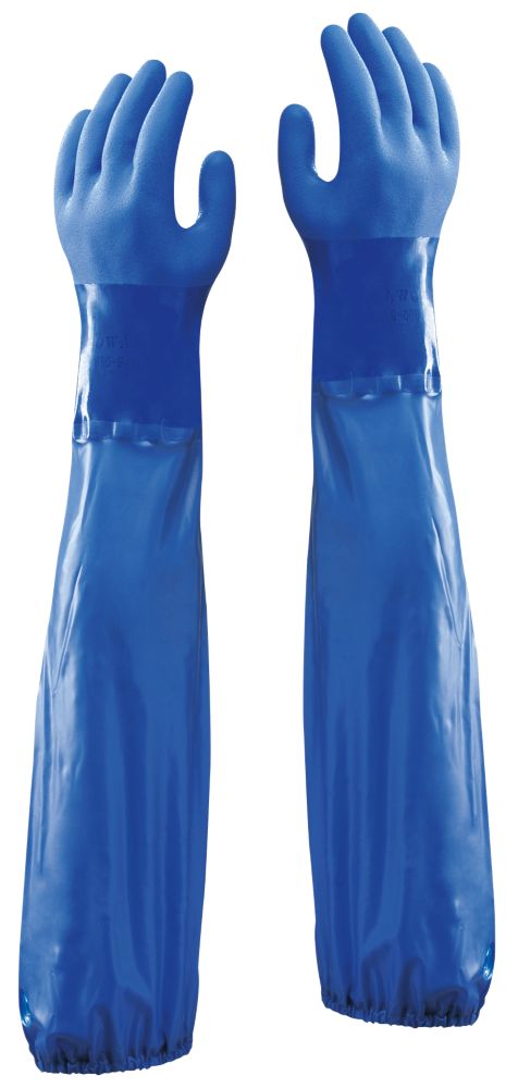 Image of Showa 690 Chemical Hazard 25 1/2" Gauntlets Blue X Large 
