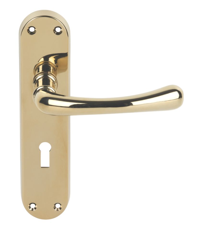 Image of Serozzetta Ibra Lever on Backplate Lock Pair Polished Brass 