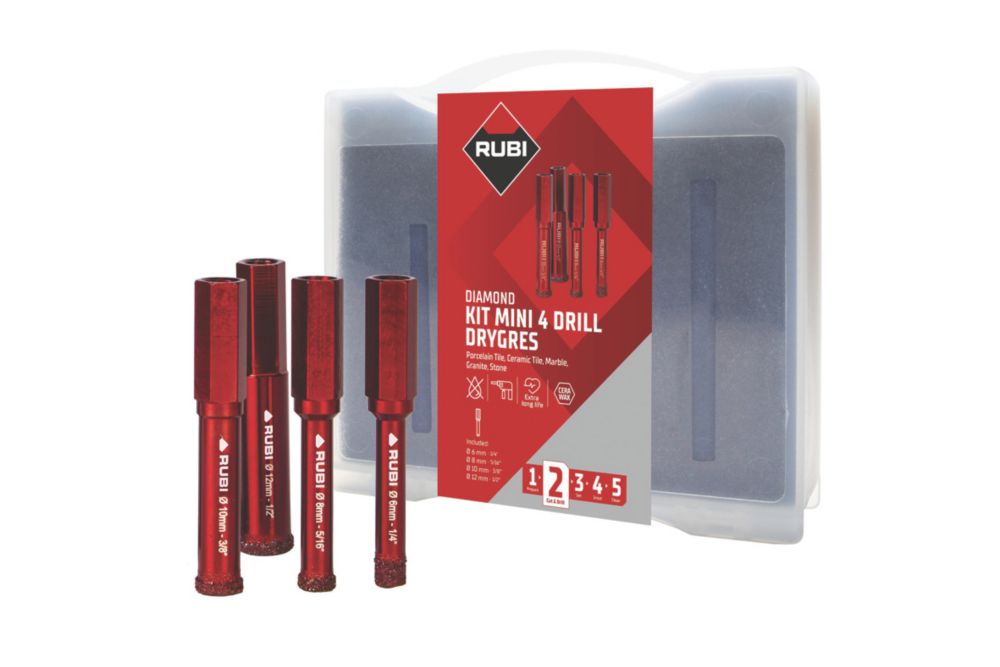 Image of Rubi Drygres 4Drill 5939 Dry-Cut Diamond Bit Set 4 Pcs 