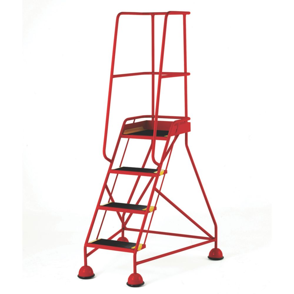 Image of TB Davies Stepmobile Plus Steel 4-Treads Red Warehouse Steps 1.1m 
