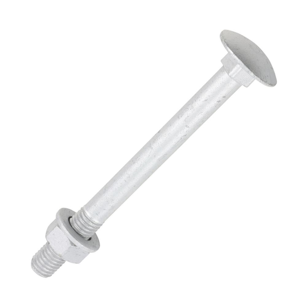 Image of Timco Exterior Coach Bolts Carbon Steel Organic Silver Coating M12 x 130mm 10 Pack 