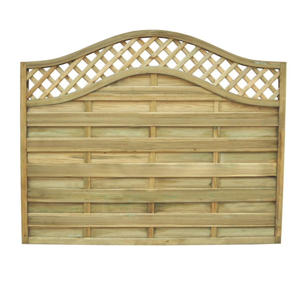 Image of Forest Prague Lattice Curved Top Fence Panels Natural Timber 6' x 5' Pack of 9 