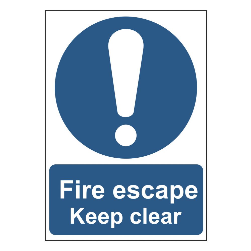 Image of Non Photoluminescent "Fire Escape Keep Clear" Sign 210mm x 148mm 