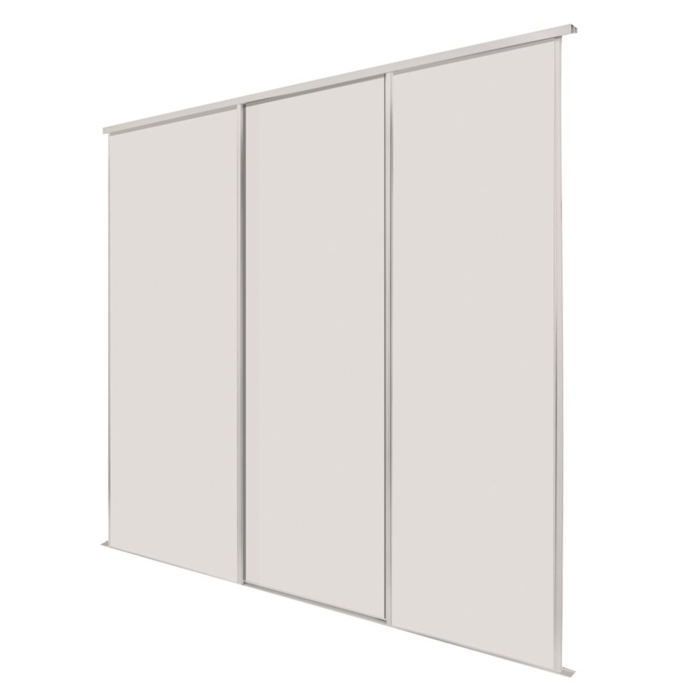 Image of Spacepro Classic 3-Door Sliding Wardrobe Door Kit Cashmere Frame Cashmere Panel 2672mm x 2260mm 