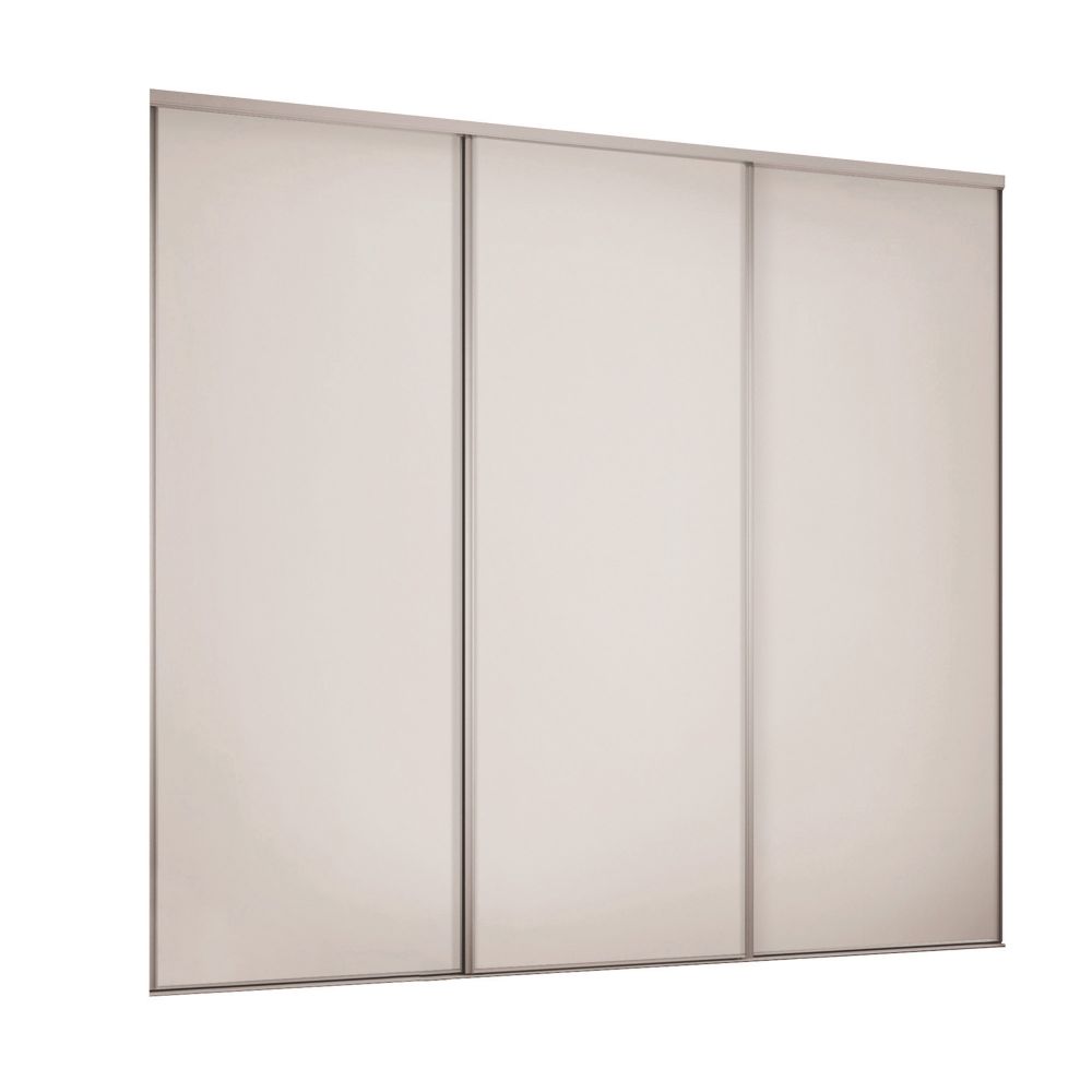 Image of Spacepro Classic 3-Door Sliding Wardrobe Door Kit Cashmere Frame Cashmere Panel 2672mm x 2260mm 