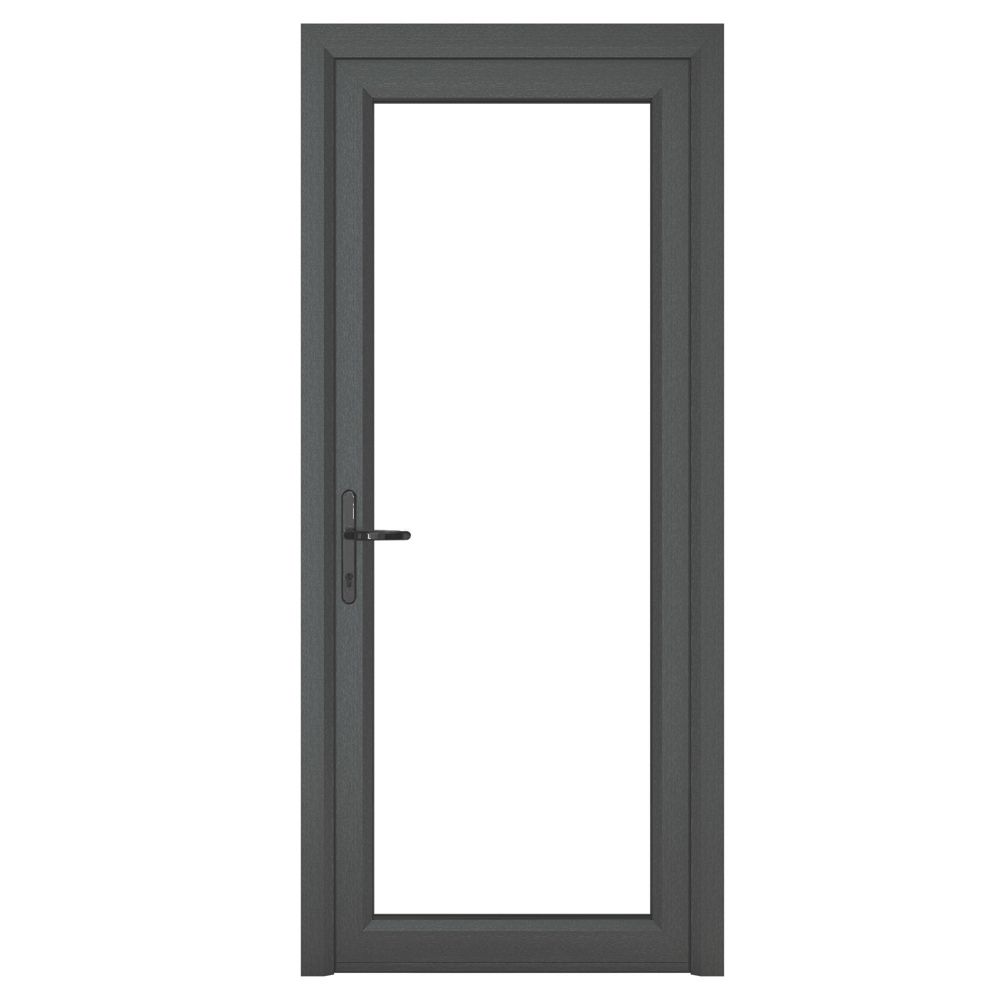 Image of Crystal Fully Glazed 1-Clear Light RH Anthracite Grey uPVC Back Door 2090mm x 840mm 