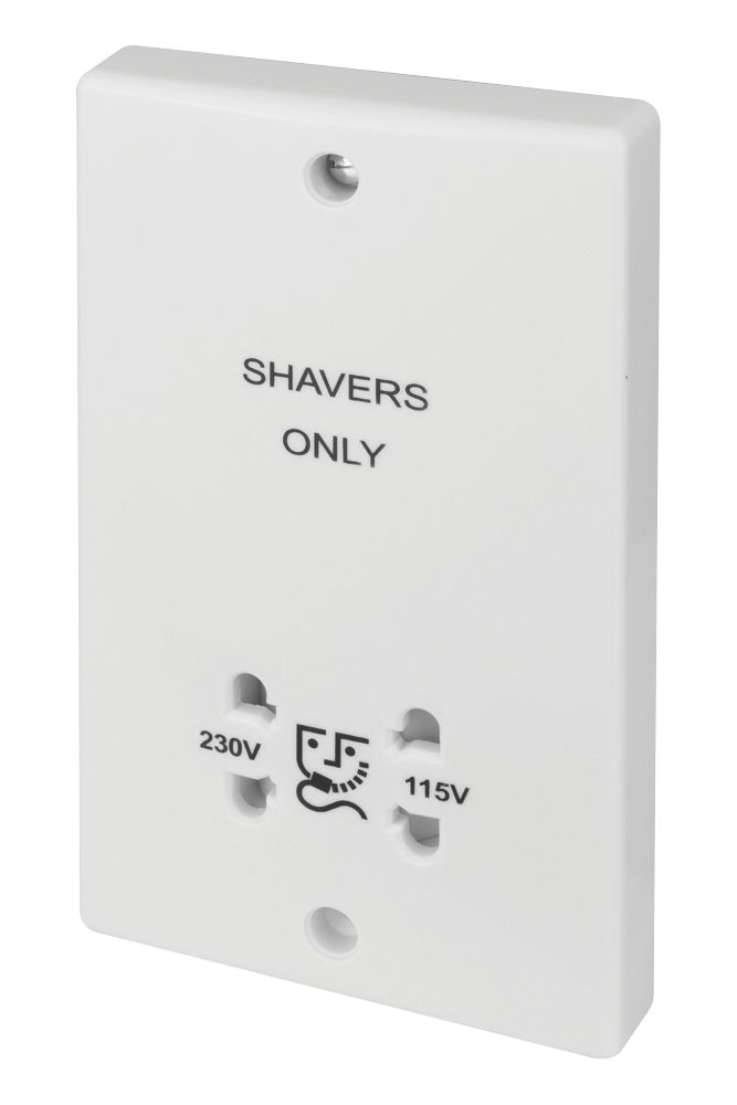 Image of Schneider Electric Ultimate Slimline 2-Gang Dual Voltage Shaver Socket 115 / 230V White 