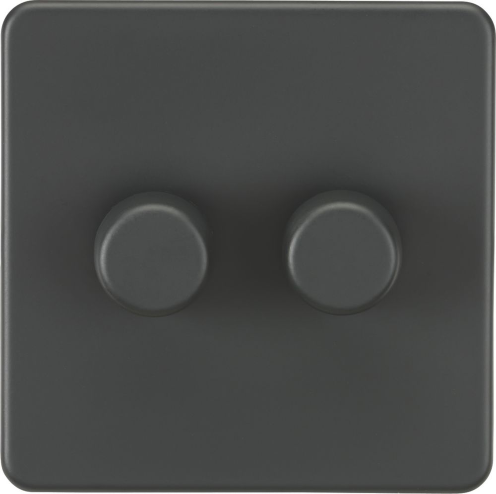 Image of Knightsbridge 2-Gang 2-Way LED Dimmer Switch Anthracite 
