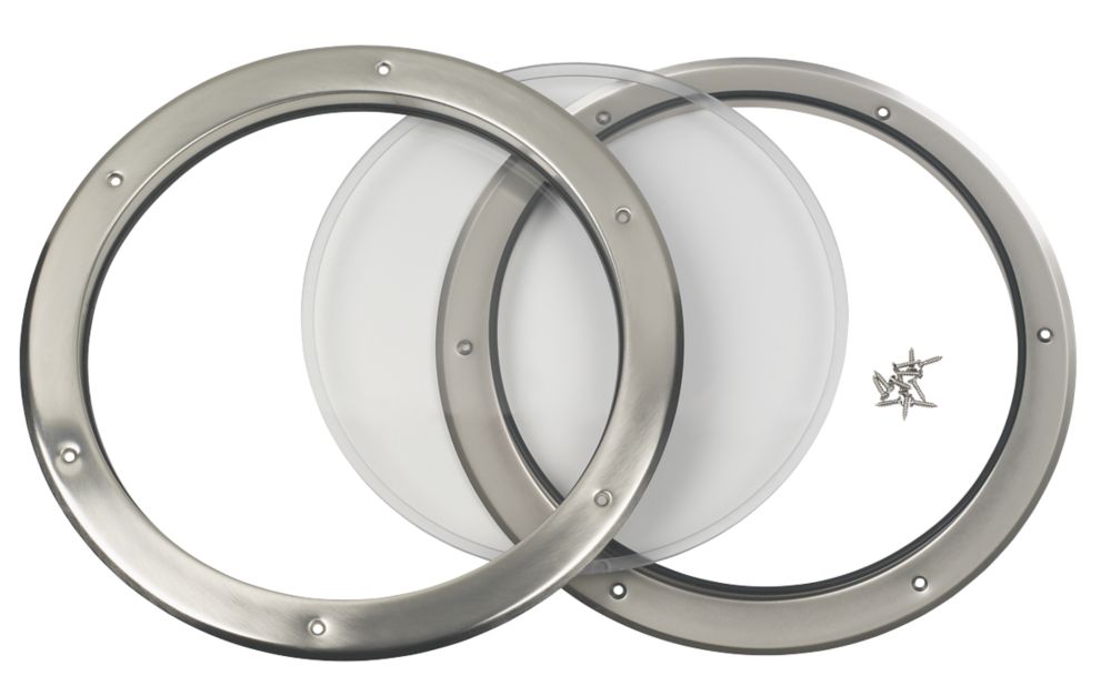 Image of Mottez Round Porthole Vision Panel 390mm Brushed & Polished Steel 