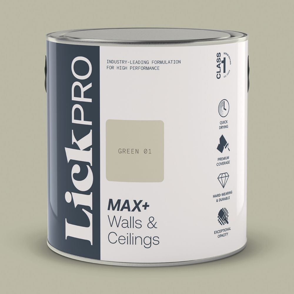 Image of LickPro Eggshell Green 01 Emulsion Paint 2.5Ltr 