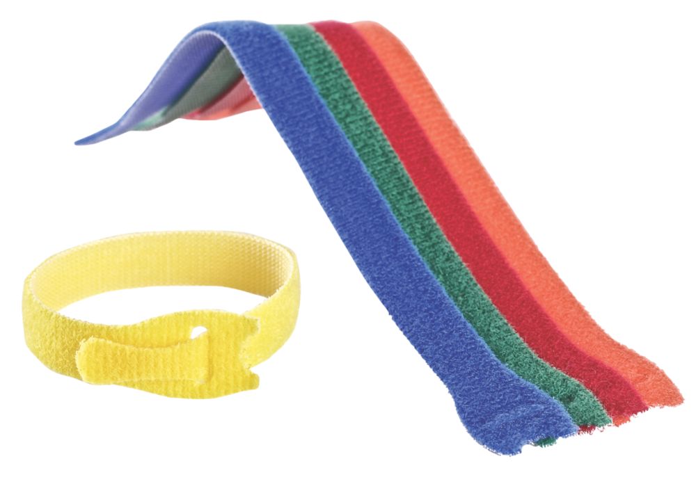 Image of Velcro Brand One-Wrap Assorted Colours Reusable Ties 200mm x 12mm 5 Pack 