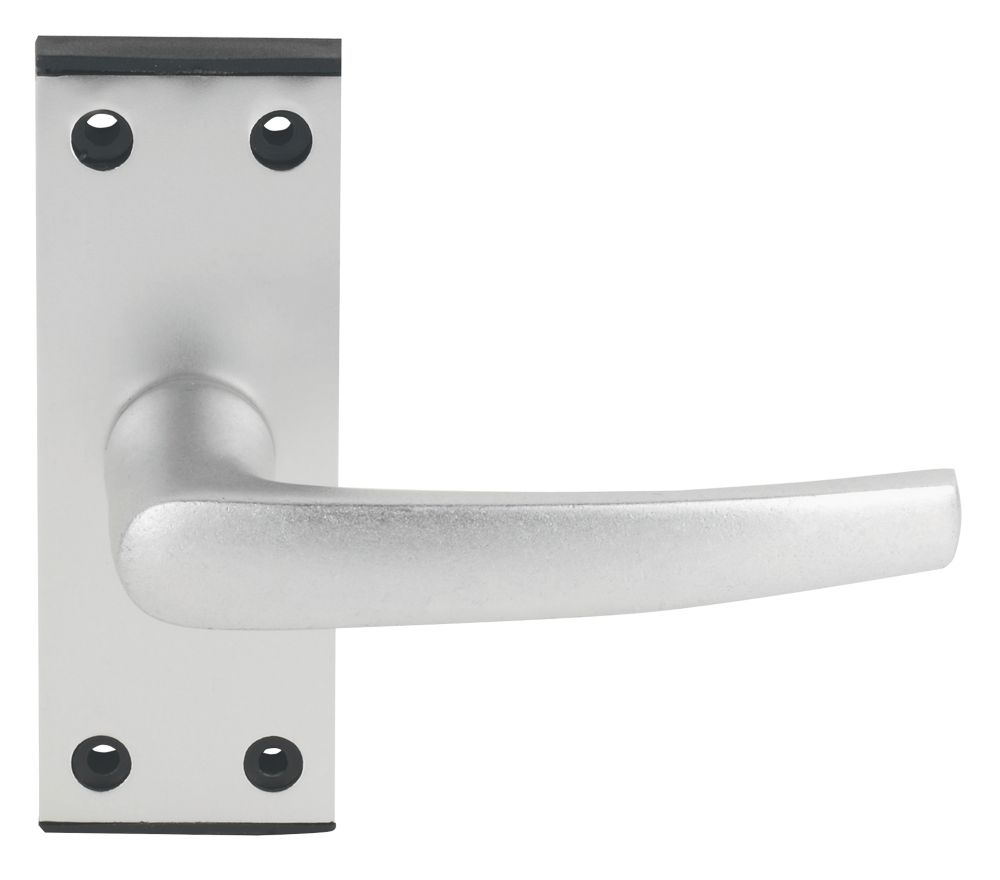 Image of Smith & Locke Black End Cap Fire Rated Latch Latch Door Handle Set Pair Satin Aluminium 