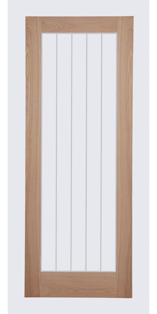 Image of 1-Clear Light Unfinished Oak Wooden Cottage Internal Door 1981mm x 762mm 