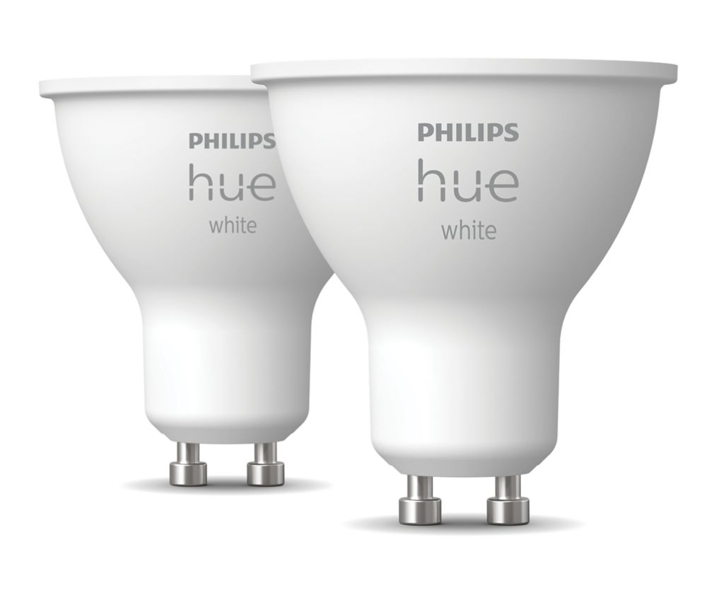 Image of Philips Hue GU10 LED Smart Light Bulb 5.2W 400lm 2 Pack 