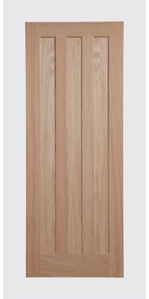 Image of Unfinished Oak Wooden 3-Panel Internal Door 1981mm x 610mm 