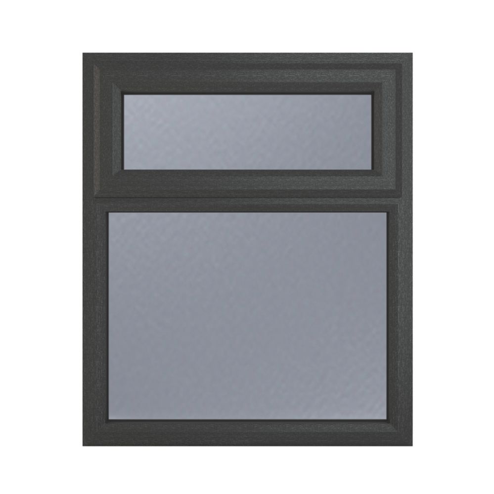 Image of Crystal Top Opening Obscure Triple-Glazed Casement Anthracite on White uPVC Window 905mm x 965mm 