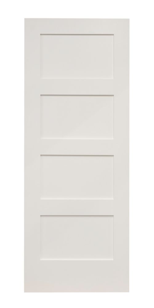 Image of Primed White Wooden 4-Panel Shaker Internal Door 2040mm x 726mm 