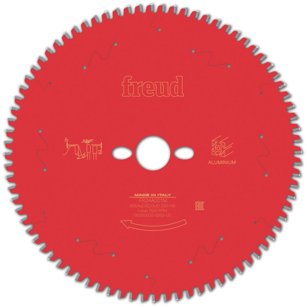 Image of Freud F03FS09823 Aluminium/Plastic Circular Saw Blade 254mm x 30mm 80T 
