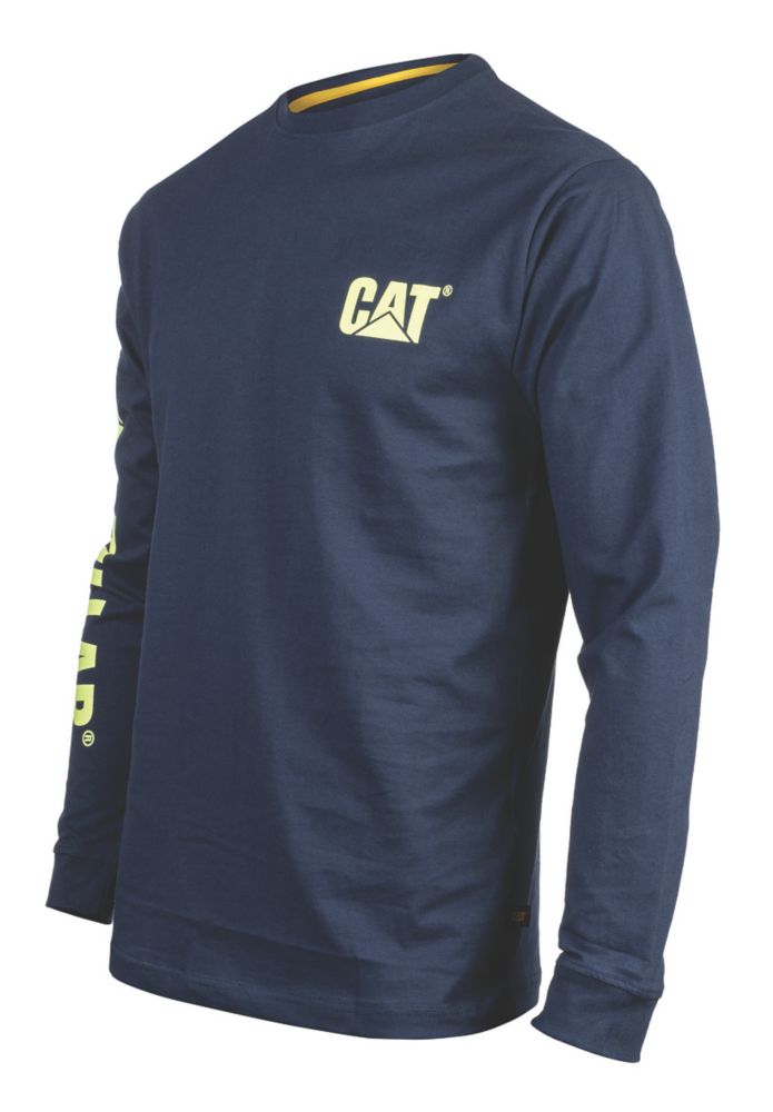 Image of CAT Trademark Banner Long Sleeve T-Shirt Blue/Yellow XX Large 50-52" Chest 