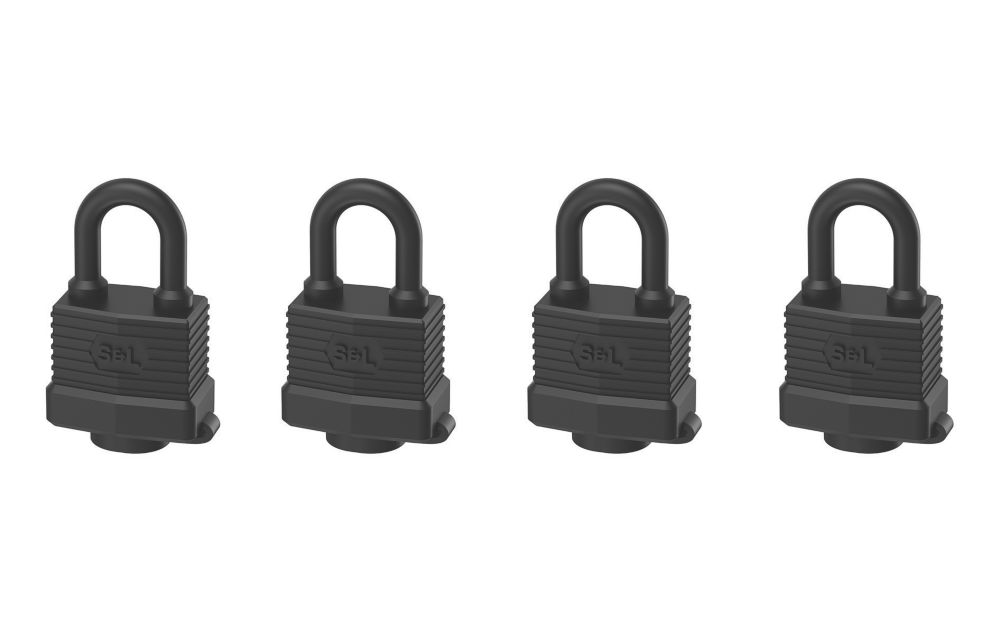 Image of Smith & Locke Laminated Steel Keyed Alike Closed Shackle Padlocks 50mm 4 Pack 
