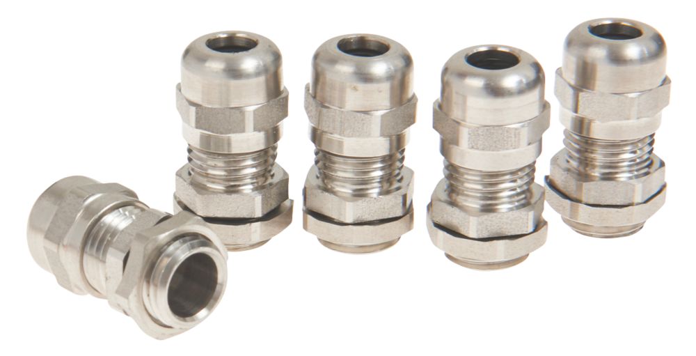 Image of Schneider Electric 304L Stainless Steel Cable Glands M12 5 Pack 
