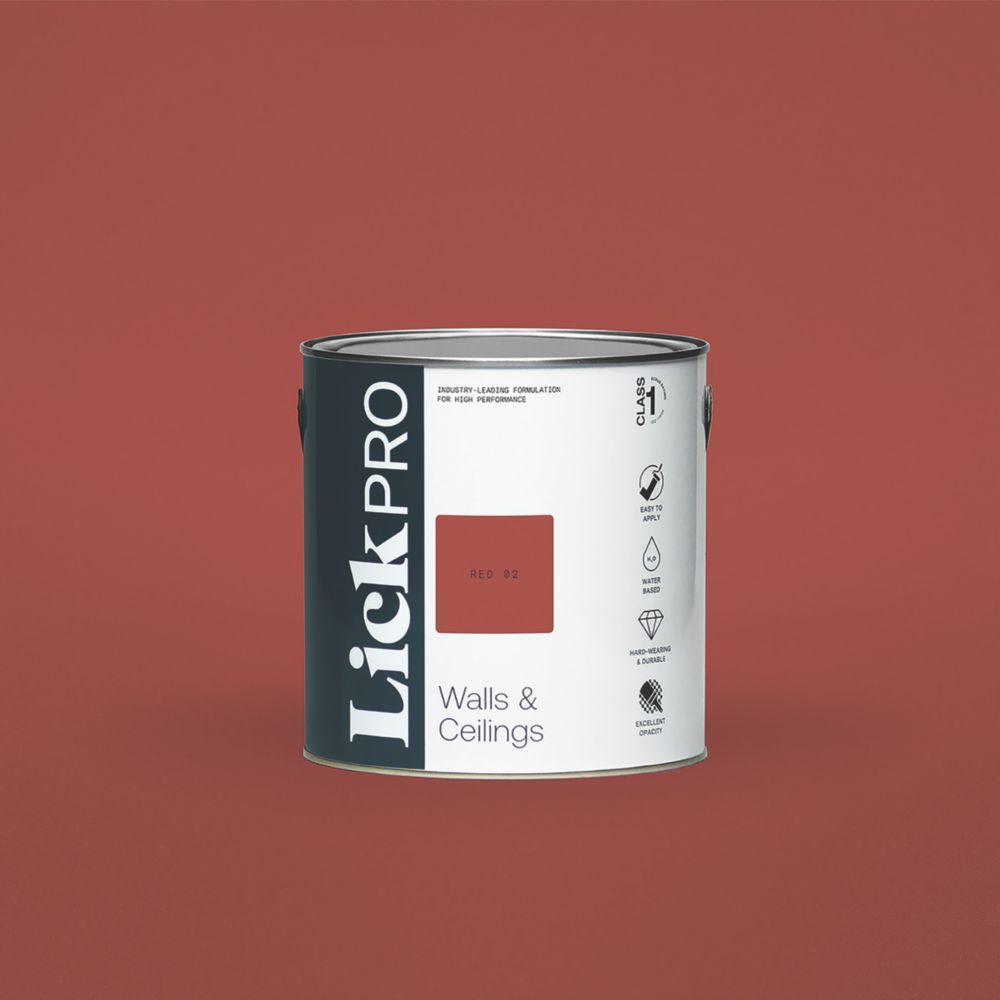 Image of LickPro Eggshell Red 02 Emulsion Paint 2.5Ltr 