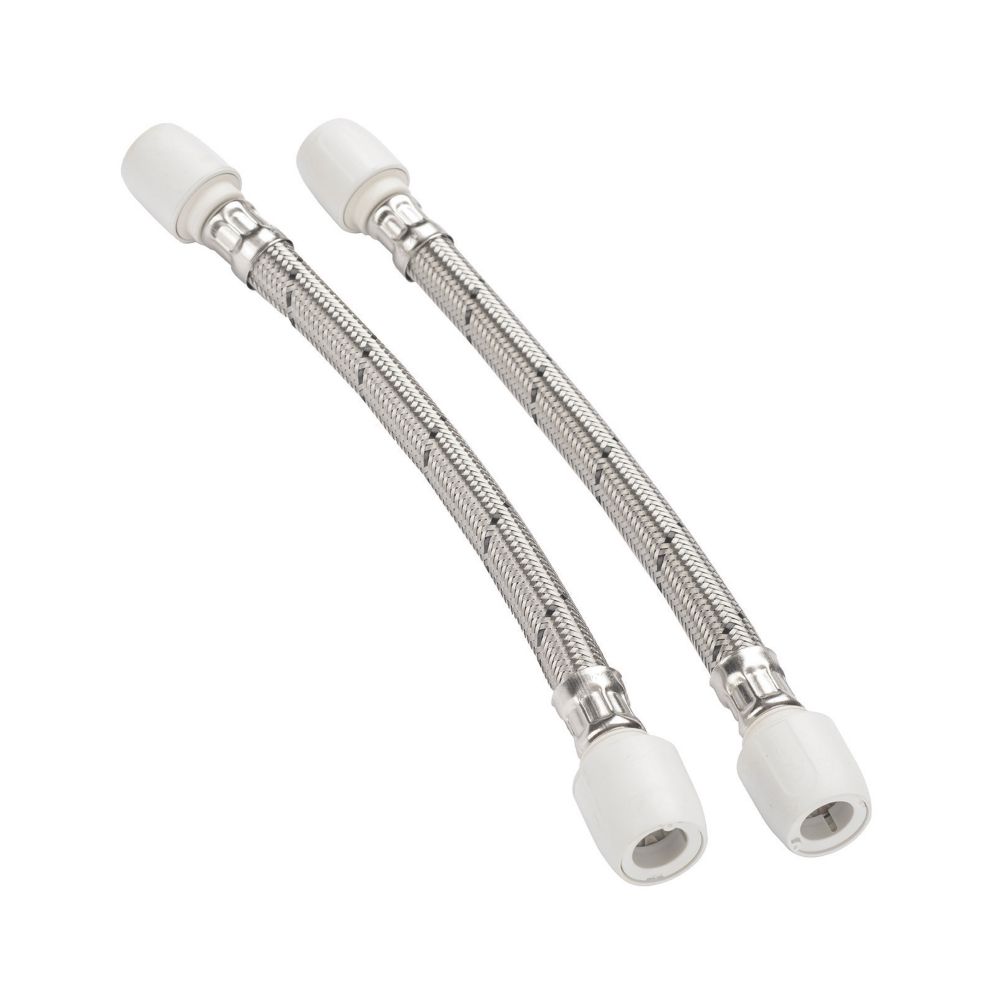Image of Hep2O Push-Fit Connection Flexible Tap Connectors 15mm x 15mm x 300mm 2 Pack 