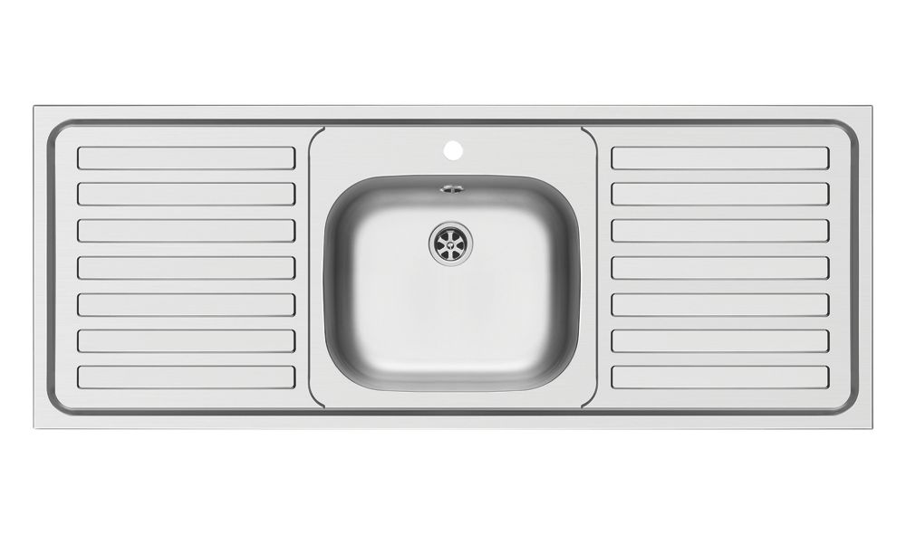 Image of Swirl 1 Bowl Stainless Steel Inset Sink & Double Drainer Grey 1310mm x 510mm 