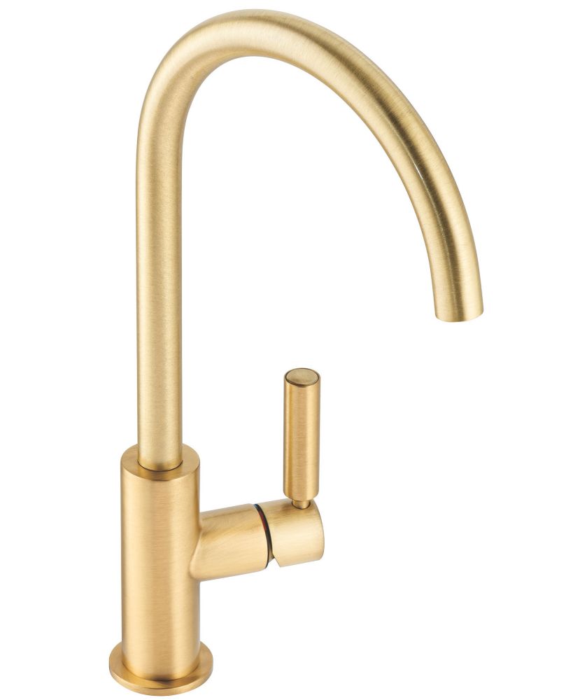 Image of Abode Globe Single Lever Mono Mixer Kitchen Tap Brushed Brass 